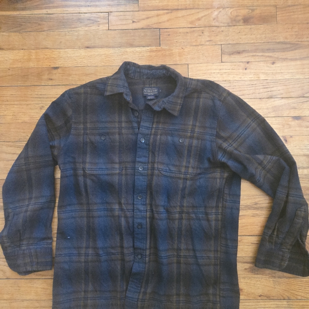 Pendleton Blue And Brown Plaid Button-Up Shirt Wo… - image 8